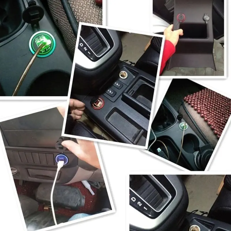 12V 24V Dual USB Автомобильное зарядное устройство 2.1A светодиодный автомобиль Зарядное