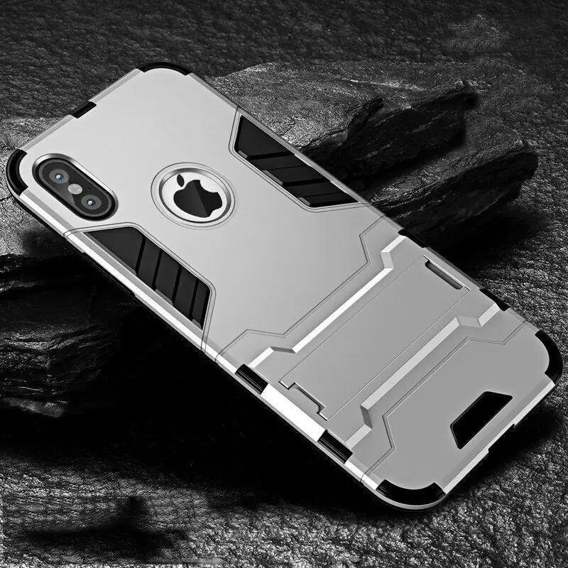 Роскошный бронированный чехол-подставка для телефона iphone 78, 6, 6S Plus, X, XS, max, Гибридный ТПУ+ Жесткий ПК противоударный чехол для iphone 5 5S se