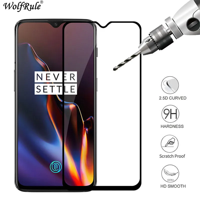 2 uds de Oneplus 6T Protector de pantalla Anti-Brust 2.5D de vidrio templado para el Oneplus 6T completa de cristal de tel&eacute;fono Oneplus 6T pel&iacute;cula WolfRule-2