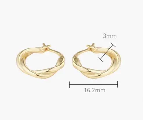 

Golden 925 Sterling Silver Hip Hop Round Earrings for Women Large Circle Twist Piercing Hoop Earring Dropship Suppliers