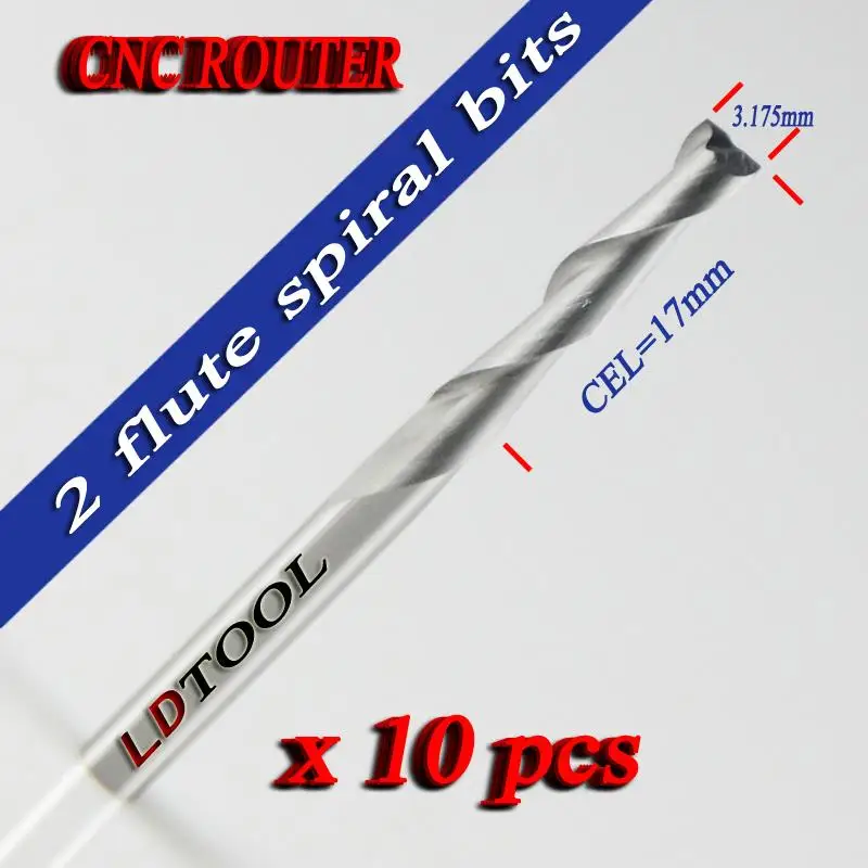 Спиральные Фрезы с ЧПУ твердосплавные фрезы для режущих Фрез-2LX3.17 10 шт. 3 175X17 мм |