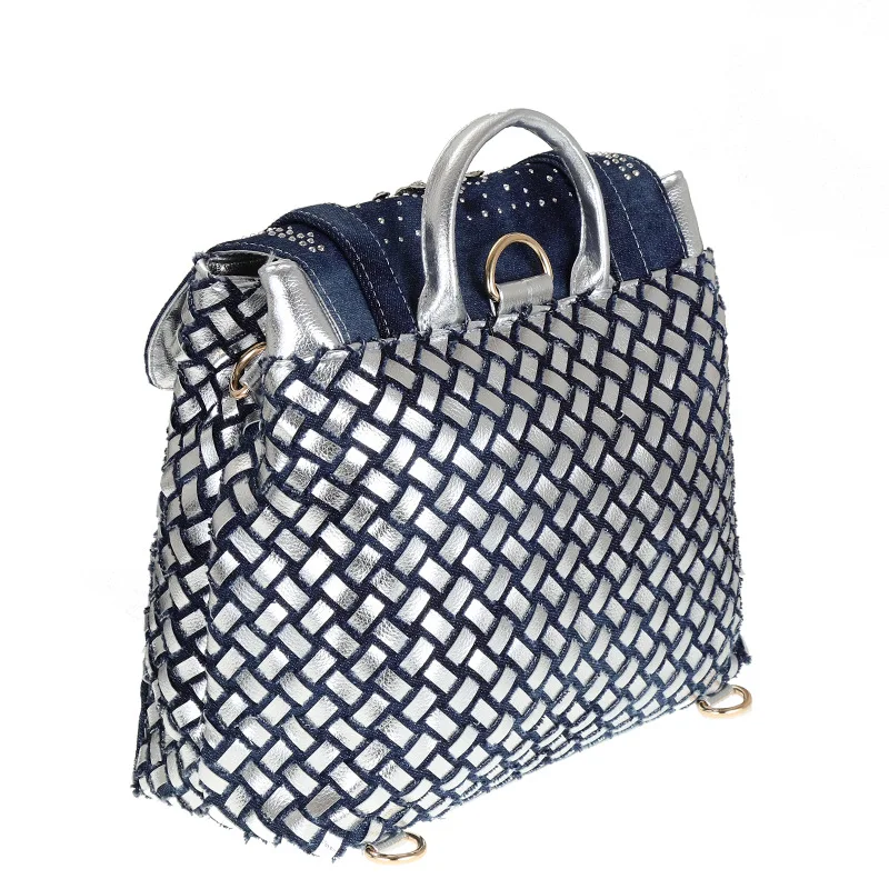 Johnature 2020 New Handwoven Denim Diamond Large Capacity Shoulder Bag Women Backpack Fashion Solid Color Lady Travel | Багаж и сумки