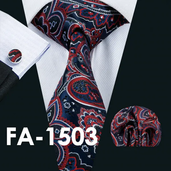 FA1503 Barry. Wang бренд мужской галстук 16 видов стилей Пейсли шёлк-жаккард тканый галстук Handky запонки набор для мужчин Бизнес Свадебная вечеринка - Цвет: FA1503