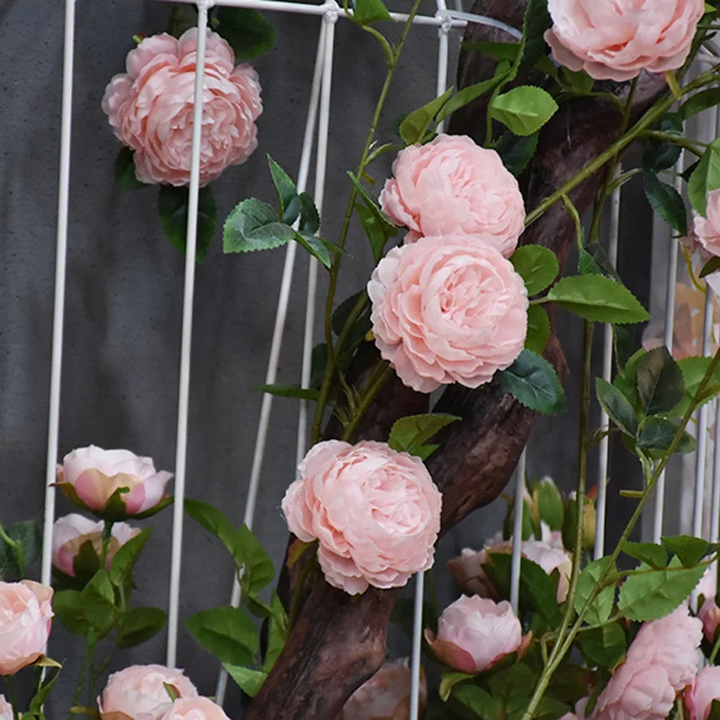 1 х Искусственный Пион Гирлянда Шелковый цветок лоза плюща Свадебный садовая