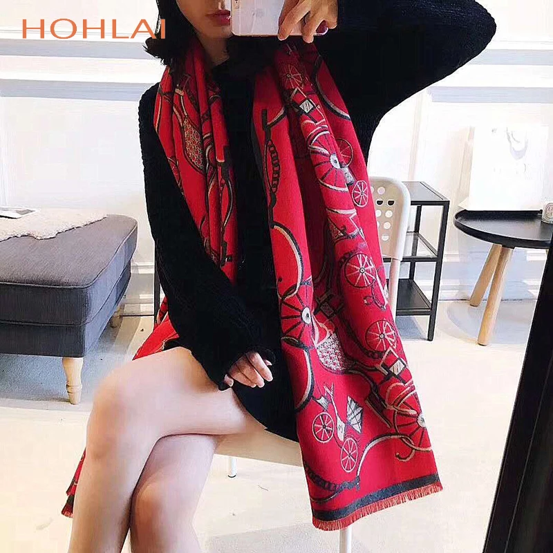 

Autumn Winter Carriage Warm Thicken Scarf Women Luxury Brand Big Pashmina Cashmere Poncho Blanket Wrap Wool Bandana Hijab Shawl