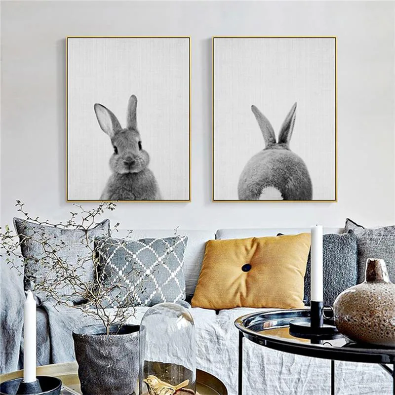 

Rabbit Nordic Canvas Painting Lovely Animals Picture Wall Art Home Decor Living Room Kid Bedroom Minimalist Poster Home Decor