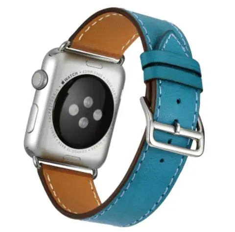 Серия 5/4/3/2/1 натуральная кожа ремешок для наручных часов Apple Watch, версии один тур Браслет 38 мм 42 мм 40 мм 44 мм - Цвет ремешка: blue