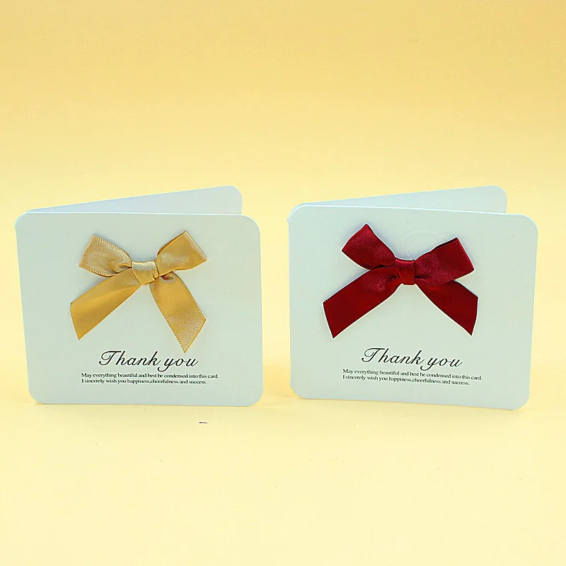 (100 шт./лот) бренд leiso простой дизайн карта сообщения с конвертом спасибо бантом