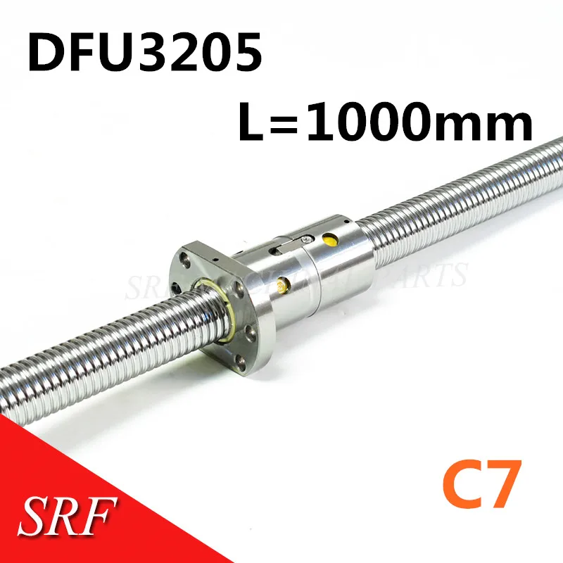 

Rolled ballscrew RM3205 L=1000mm C7 Ball lead screw with DFU3205 Ball screw Double ball nut no end machined for CNC parts
