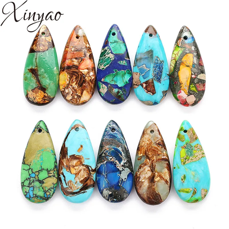 

XINYAO 3Pcs/lot 10 Colors Natural Stone Pendants Imperial Charms Pendants Craft 20X50mm for Women Men Diy Jewelry Making F7364