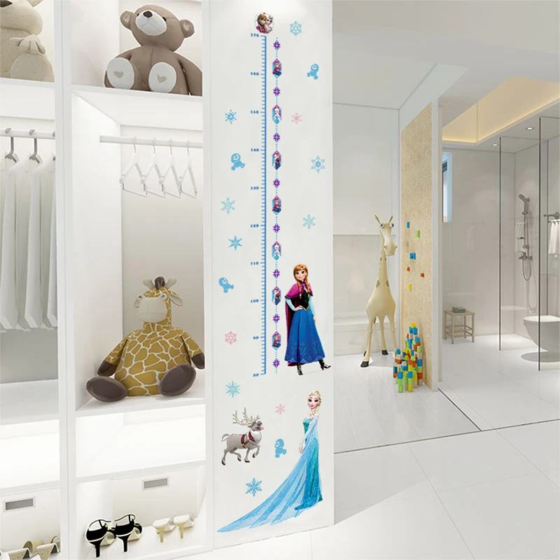 

Disney Elsa Anna Princess Frozen Wall Stickers Kids Girls Growth Chart Mural Art Kids Height Measure Poster Bedroom Accessories