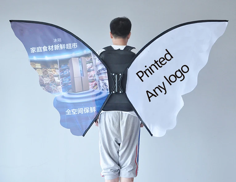 

Хорошее качество рюкзак для события красивая форма бабочки флаги рекламные печатные 90X150 3'X5'