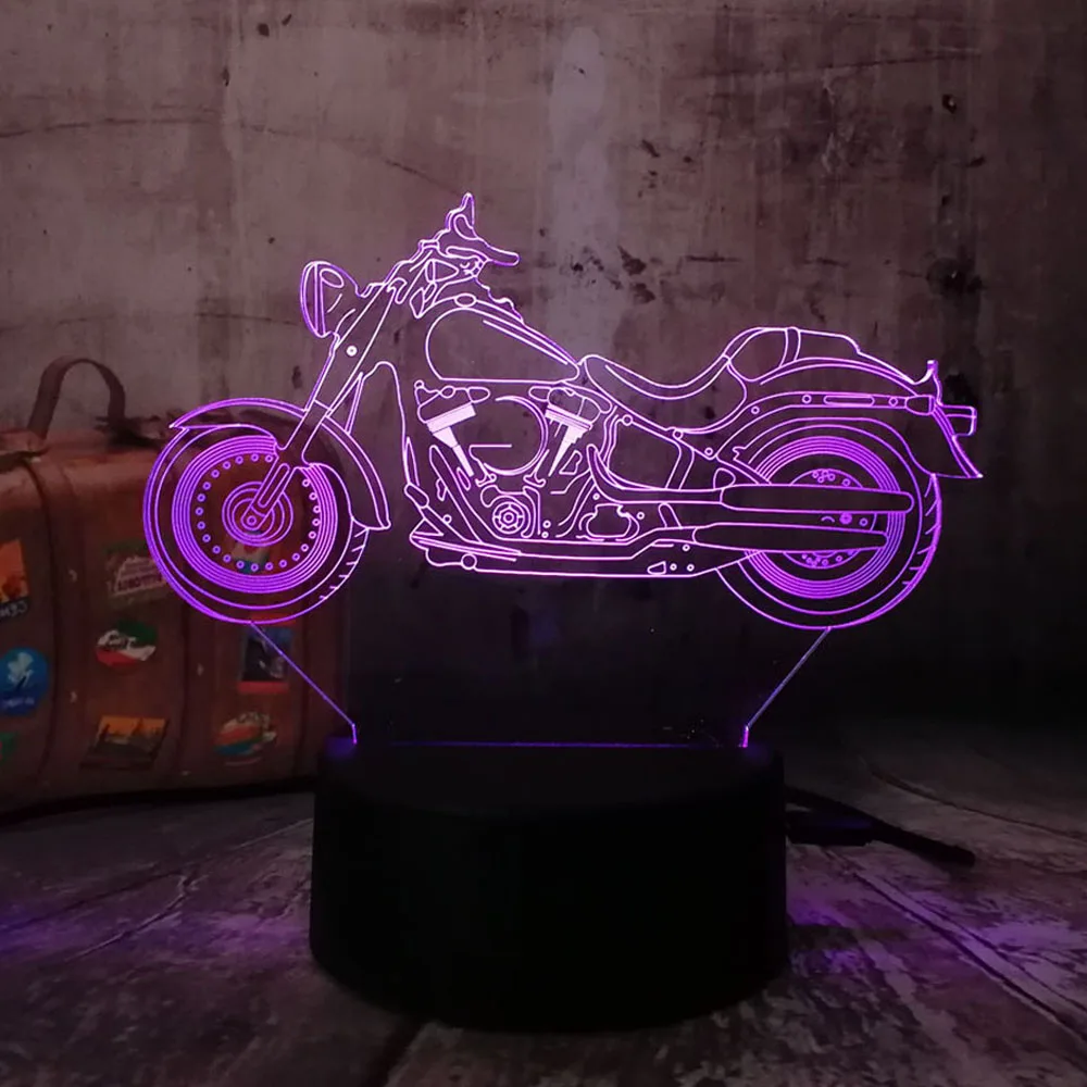 Новый мотоцикл Скутер 3D LED ночные светильники RGB 7 цветов USB Сенсорный пульт