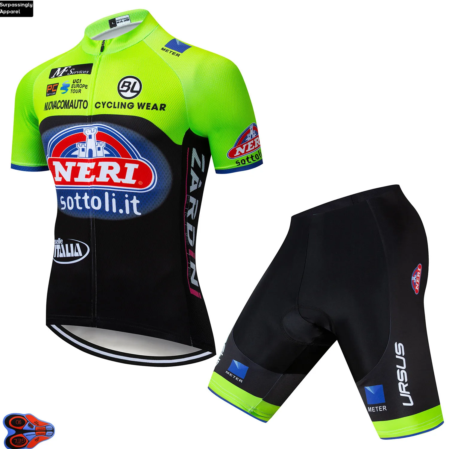 Велосипедная команда Sottoli Майка &quotИталия&quot 2019 Fluo Green Мужская Ropa Ciclismo летняя