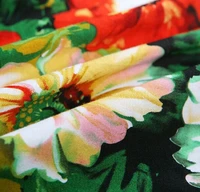 restoring red green flower besmear month patchwork national stretch satin printed cotton fabric tissus 50cm
