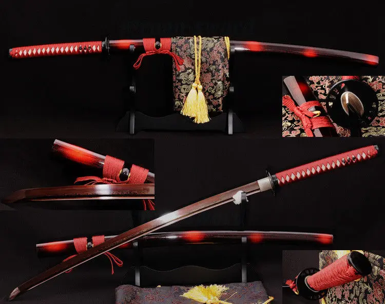 Японский Катана KILL BILL меч черный и красный сложенный стальной полный TANG Blade|blade