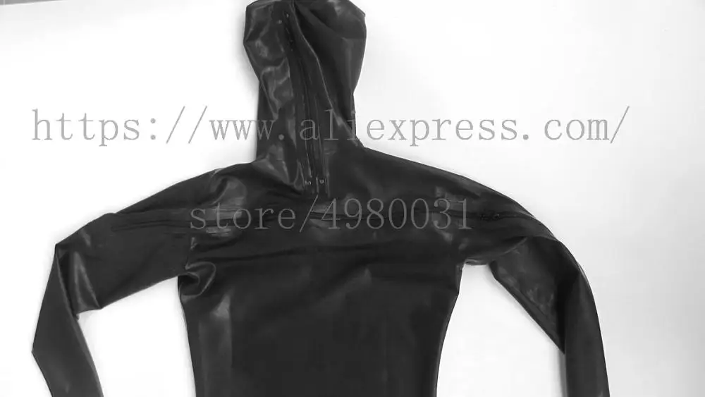 Закрывающая Мужская Черная поздний костюм кошки Zentai с грудью и молнией на плечах