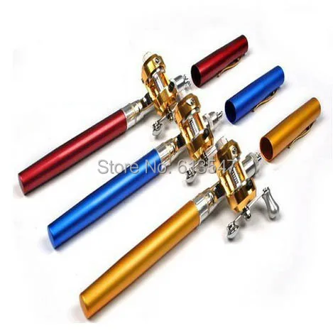 Горячая продажа Ручка Форма удочка w/катушка Мини Карманный алюминиевый сплав