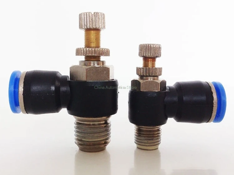

10PCS/LOT Free shipping pneumatic fitting 10Pcs SL6-1 1/8"-6mm Throttle valve air speed control regulating valve SL6-01 SL8-01