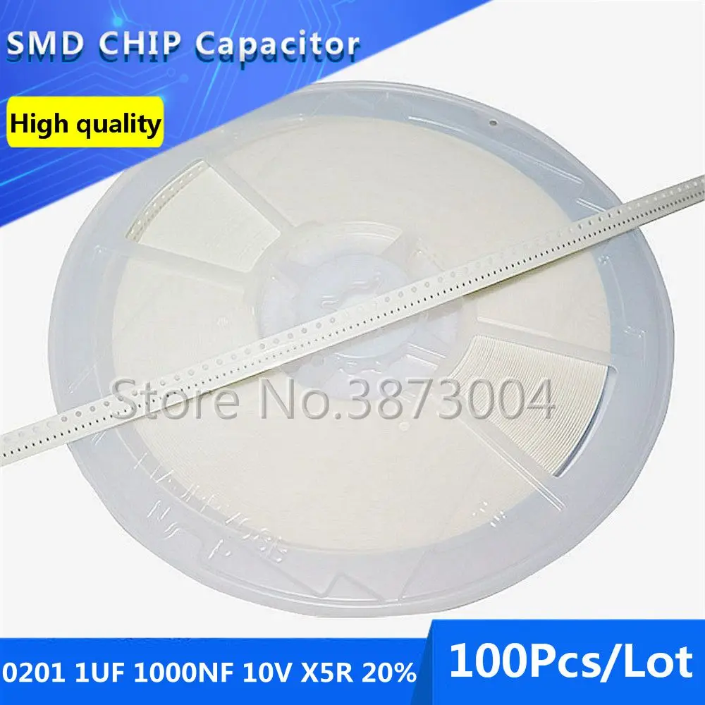 

100pcs 0201 1UF 1000NF 10V X5R 20% Thick Film Chip Multilayer Ceramic Capacitor