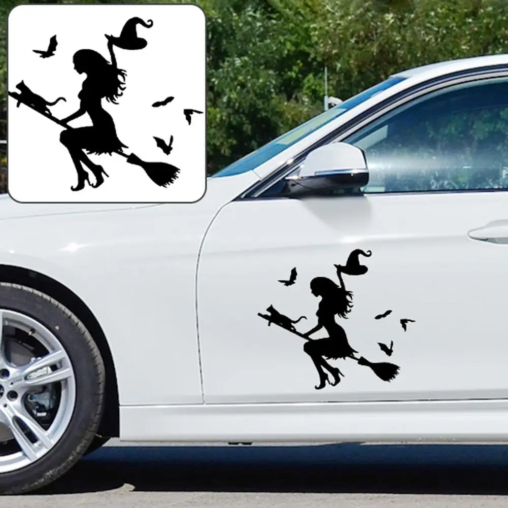 Фото Ведьма на летающей метлой автомобиль стикер бампер или окно ноутбук Хэллоуин DIY