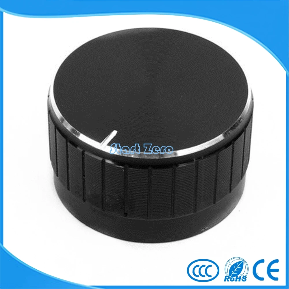 2 шт. алюминиевые ручки для регулировки громкости черные 6 мм диам. вкатанный вал