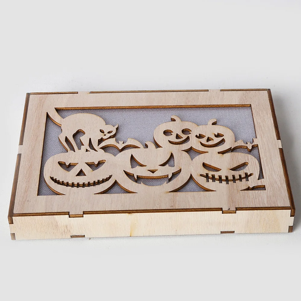 3D Тыква Деревянный светильник Хэллоуин украшения Урожай осенние вечерние