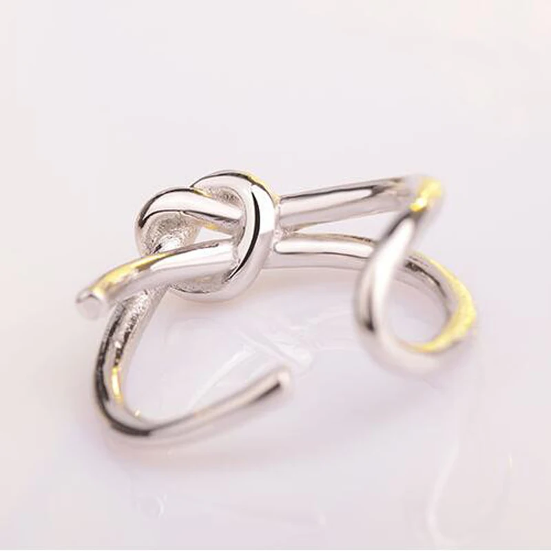 2019 Trendy Gold 925 Sterling Silver Rings For Women Personality Interwoven Rope Knot Ring Jewelry Female Holiday Party Gifts | Украшения и