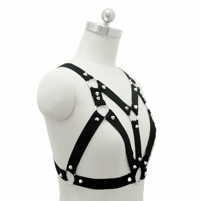 2017 новая мода пастельный гот Женский Шипованный ремень бюст бандаж бюстгальтер