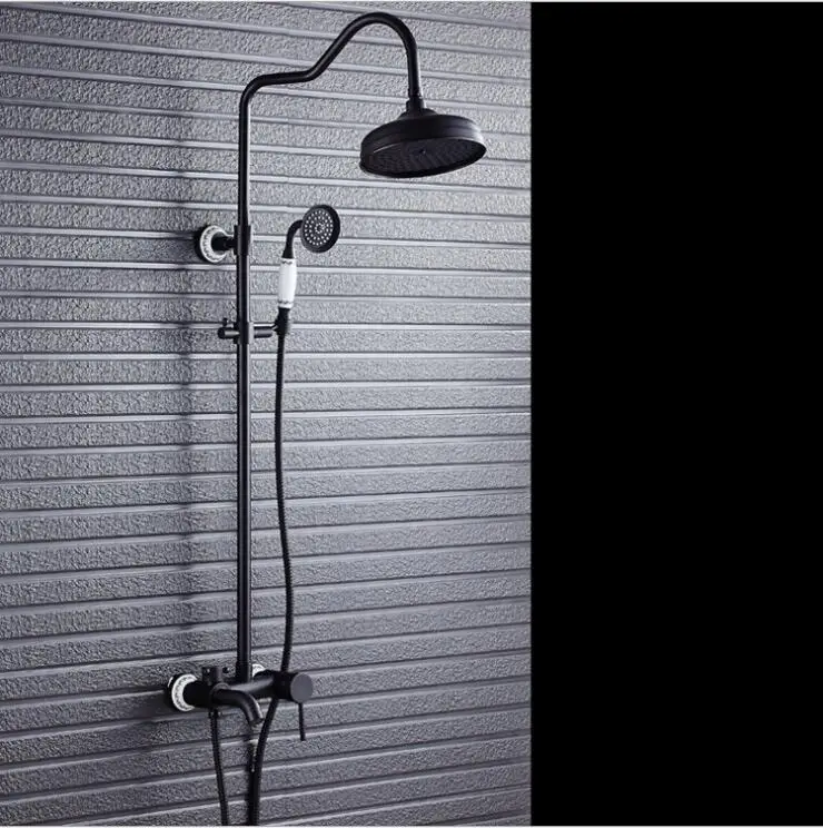 Черный латунный Смеситель для ванны и душа с двумя ручками|shower faucets|bath and shower