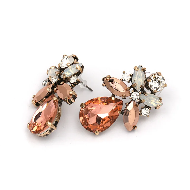 Qiaose Spring New Pink Crystal Rhinestone Stud Earrings for Women Maxi Statement Collection Earings Accessories | Украшения и