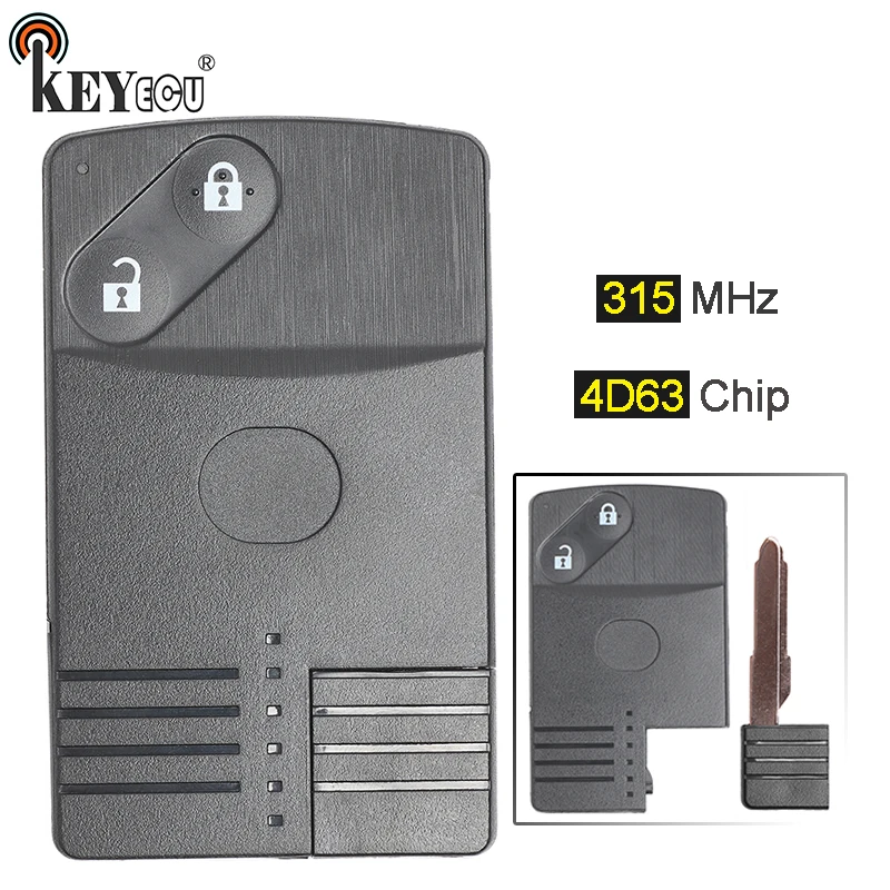 KEYECU 315 МГц 4D63 Замена 2 кнопки смарт карты дистанционного ключа Fob для Mazda 6 с Uncut