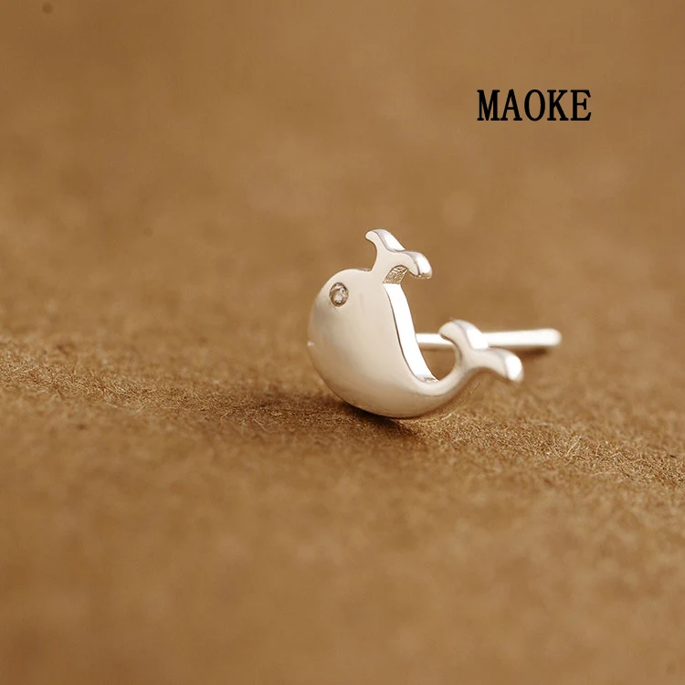 Promotions 925 White Fungus Accessories Korean Cartoon Whale Pure SV Ear Studs Fashion Jewelry for Women's Gifts | Украшения и