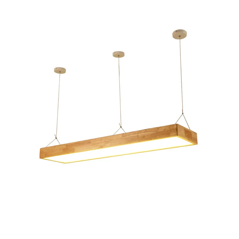 

Wooden Rectangle LED Pendant Light Simple Modern Hanging Pendant Lamp for Living Sitting Room Bedroom Office Meeting Room Lamp