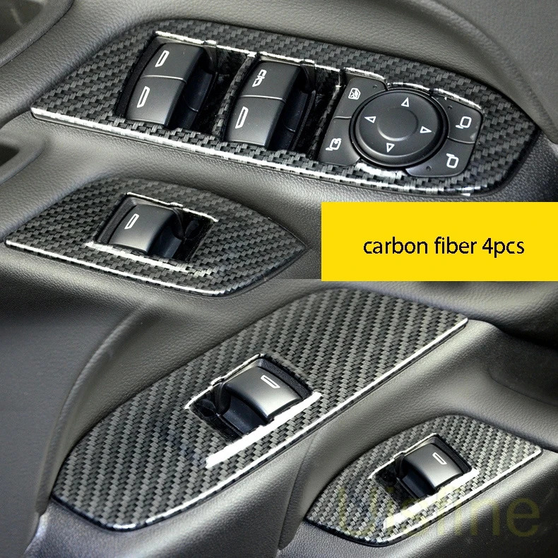 carbon fiber 4pcs Стеклянная подъемная панель, наклейки, украшение интерьера, поручни, панель, украшение автомобиля, аксессуары для Chevrolet Equinox - Цвет: carbon fiber 4pcs