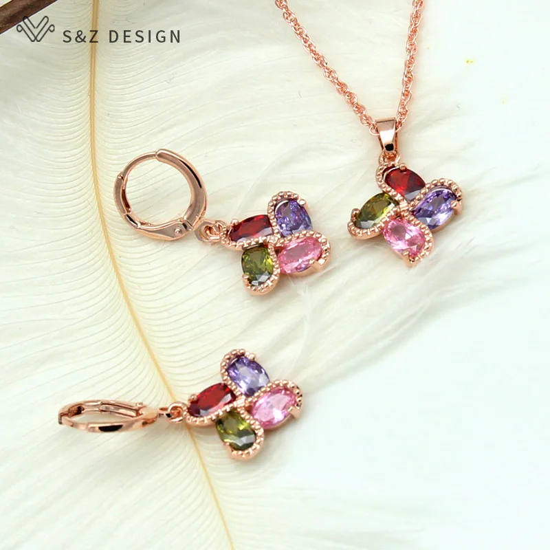 Женский набор ювелирных изделий S & Z ветряная мельница с четырехлистным клевером