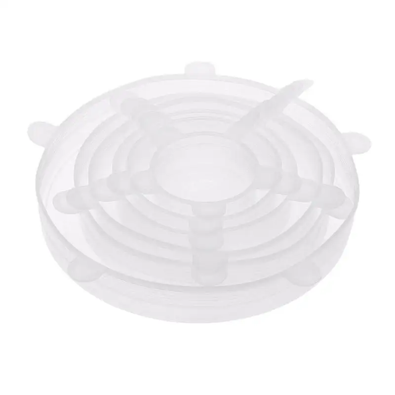 6 шт./компл. Универсальный крышки растягивающиеся из силикона Vacuum Seal крышка всасывания уплотнитель чаша горшок силиконовый чехол кухонная посуда аксессуары
