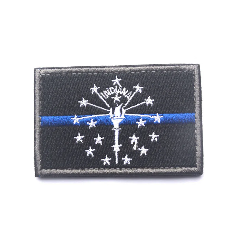 Indiana State Flag Tactical Morale Patch INDIANA FLAG Embroidered Badge High Qualiy Hook &amp Loop Decorative Clothing | Дом и сад