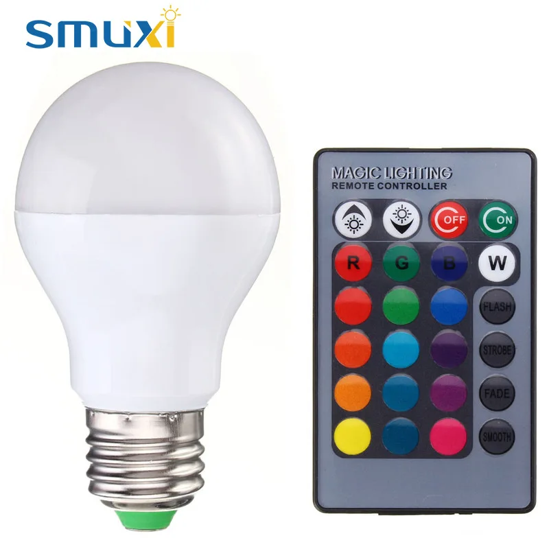 SMUXI RGB светильник светодиодный лампы E27 B22 5W 10W Цвет меняющийся Точечный люстра ing с