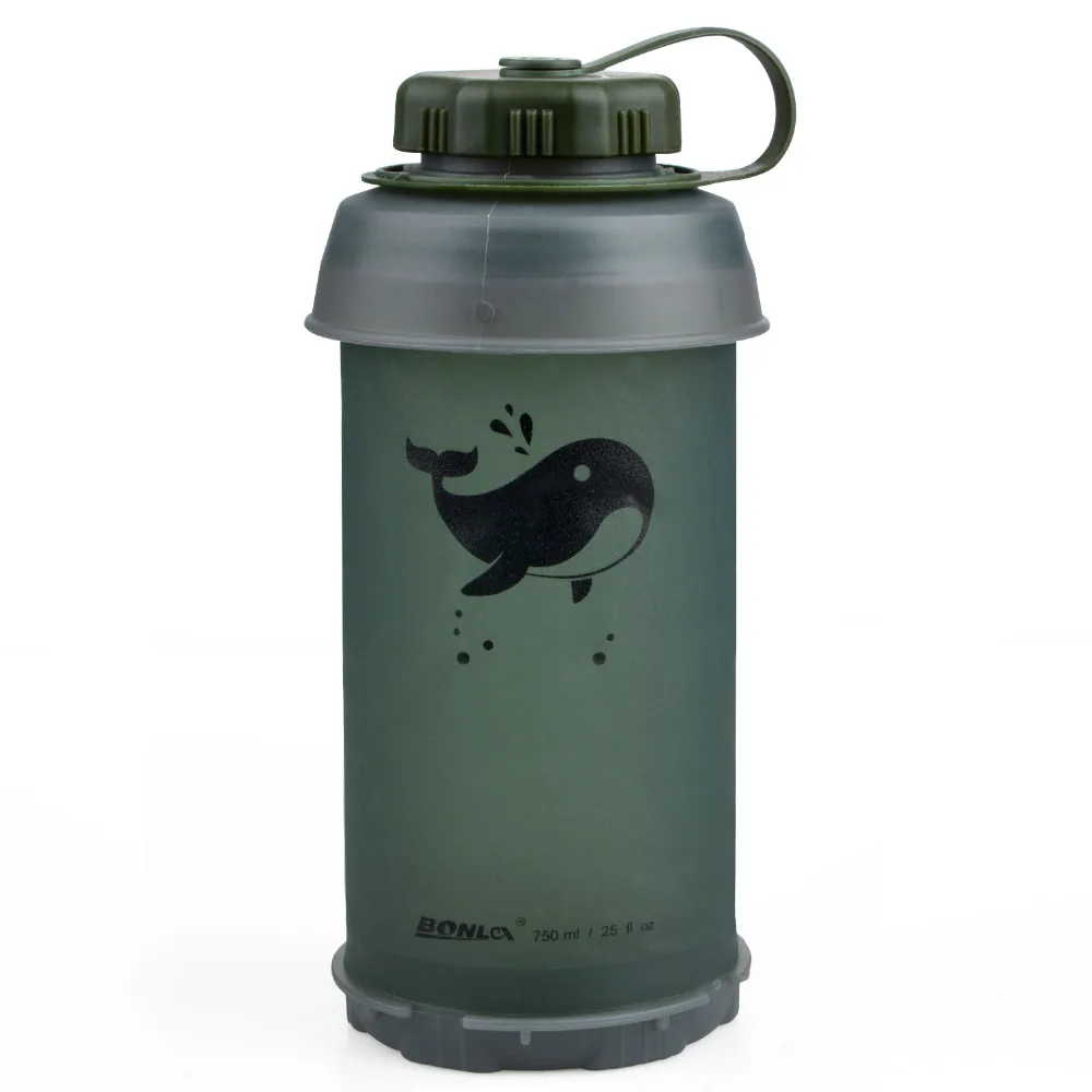 JOUDOO 750 мл складная бутылка для воды eusable Складная легкая компактная для кемпинга альпинизма пешего туризма альпинизма 40 - Цвет: Зеленый