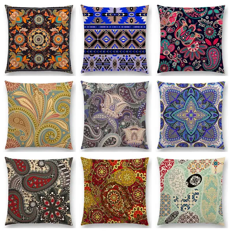 Наволочка в стиле бохо с пейсли, восточным цветочным узором, геометрическим принтом навахо, фэнтези, лепестками, цветами, красивая наволочка для дивана, декоративная подушка