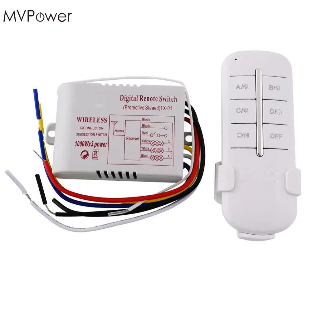 MVpower 2016 3 канала ВКЛ/ВЫКЛ 220 в светильник цифровой беспроводной настенный пульт