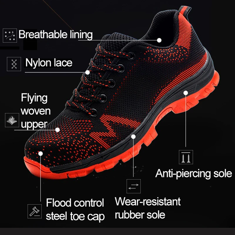 Мужская Рабочая обувь со стальным носком рабочие защитные ботинки дышащие