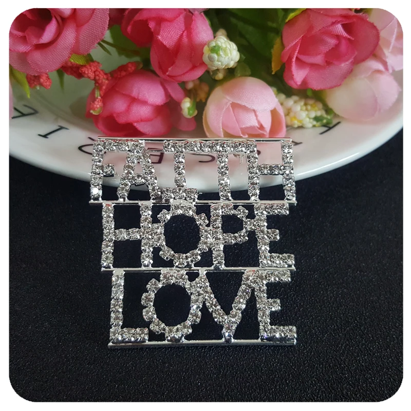 Хрустальная булавка с надписью Вера надеюсь на любовь уникальная брошь