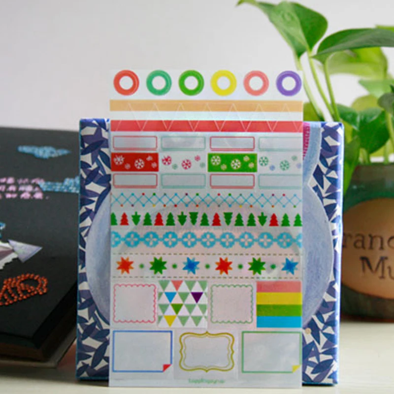 6 листов Милая красочная Радужная полупрозрачная Наклейка на холодильник
