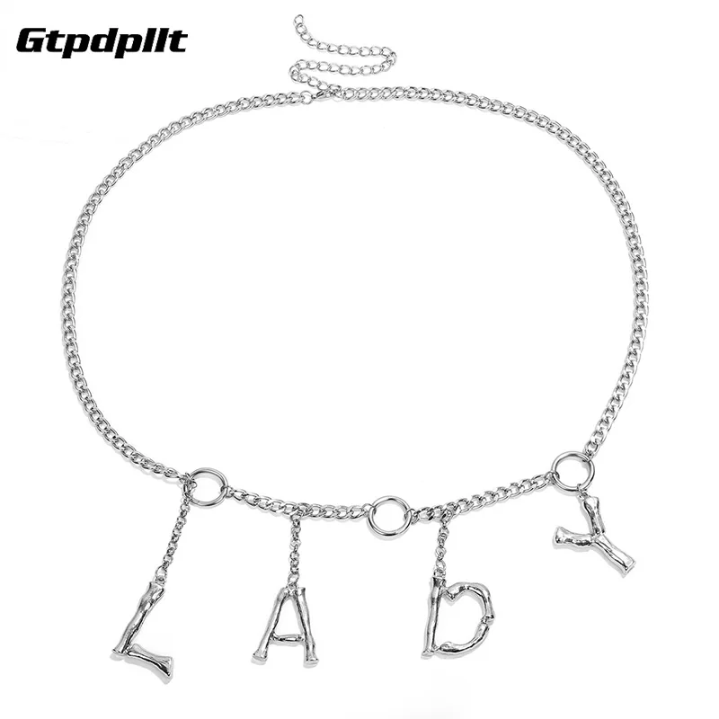 Silver Lady Новые модные женские туфли Blet сплав металла письмо Ceinture Femme Леди Девушка золотые ремни для pasek damski серебро средства ухода за кожей цепи - Цвет: Silver Lady