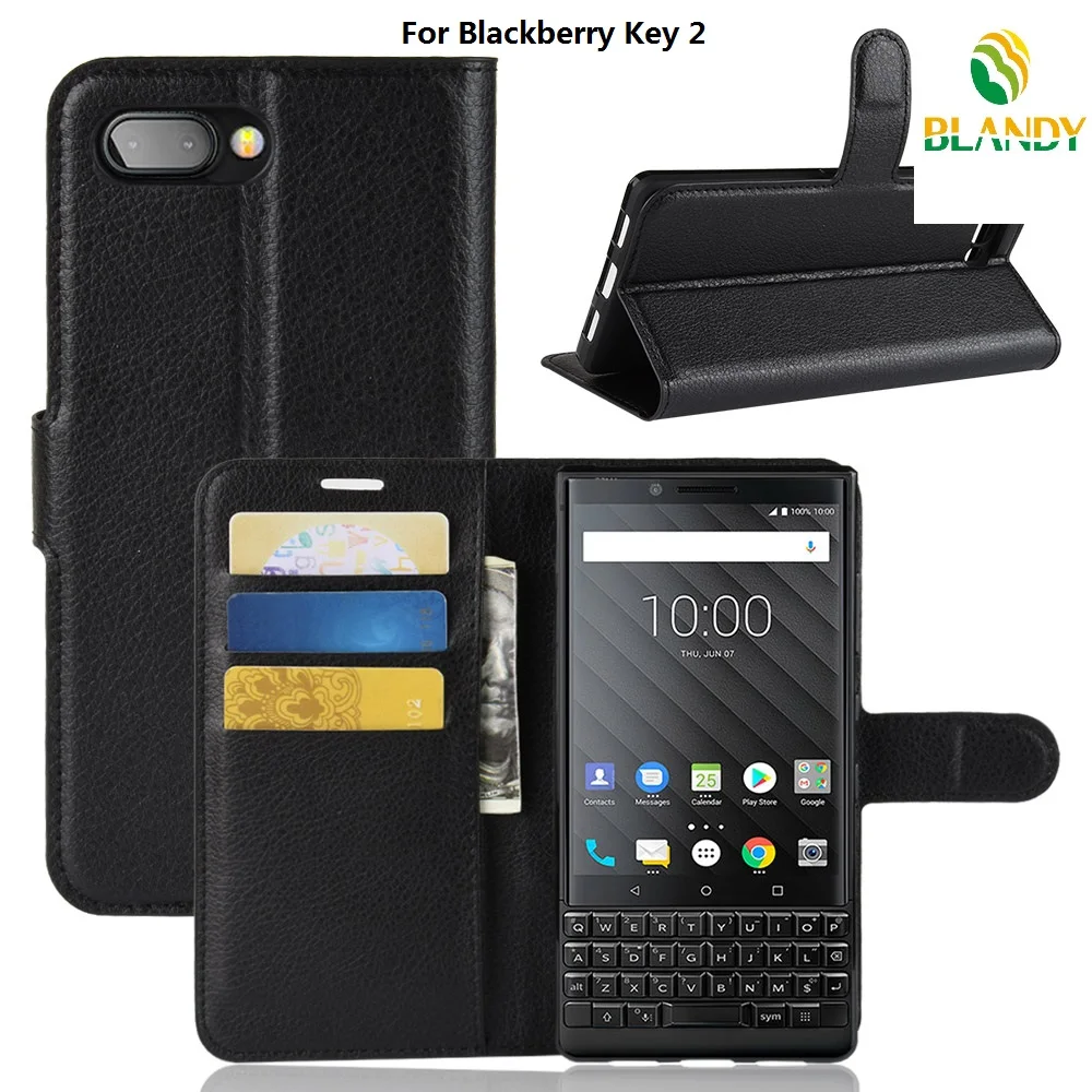 

100 шт./лот для Blackberry Key 2 Lychee кожаный чехол-подставка с держателем для карт для Blackberry Leap