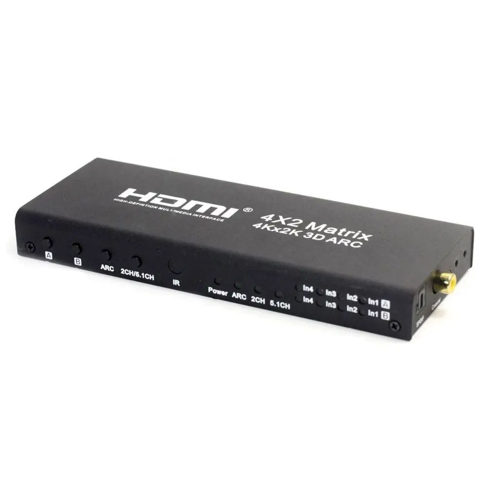 Топ 4x2 HDMI матричный переключатель HD True 4 к x 2 3D hdmi-коммутатор/сплиттер с SPDIF и L/R 3 5 мм