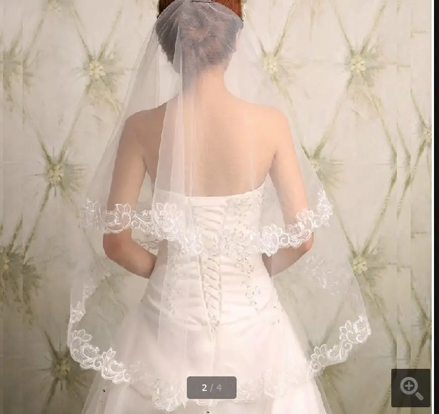Вело Novia largo 1.2 м один слой Белый Кот фату аппликация край дешевые weddng покрывал