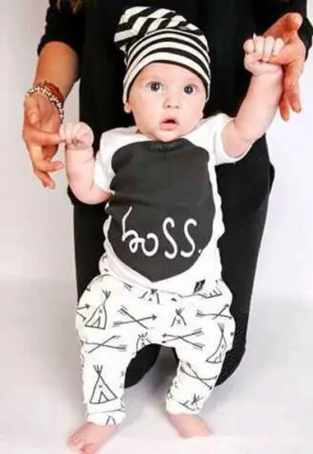 Cotton Newborn Toddler Baby Boys T-shirt Tops Long Pants Outfits Clothes Set |
